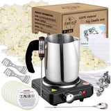 Soy Wax Candle Making Kit Supplies with Wax Melter, Natural Candle Wax for Candle Making - DIY Candle Making Supplies, Including 3lbs Soy Wax Flakes, Melting Pot, Electric Stove, Candle Wick FAIRYELF
