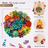 Wooden Puzzle for Adults, 216 pcs Puzzle, Wooden Jigsaw Puzzle, Jigsaw Puzzles, Succulent Puzzles, Rompecabezas de Madera LifeStyLix