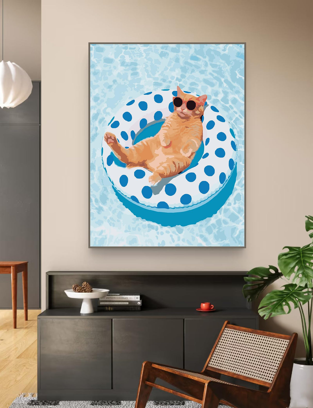 ZRIZQ Paint by Numbers for Adults Beginners,Summer Cat Adult Paint by Number Kits on Canvas,Paint by Numbers for Home Wall Art Decor 16x20 Inch（Without Frame） ZRIZQ