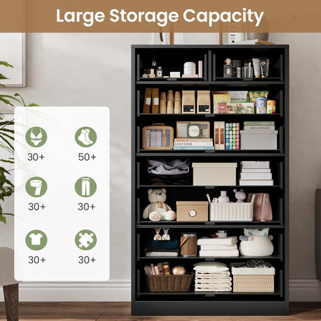 HAUOMS Tall 8 Drawer Black Dresser, Modern Chest of Drawers for Bedroom,Closet Dressers with Drawers for Living Room, Entryway, Hallway HAUOMS