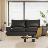 Valthie Faux Leather Couch, Mid Century Modern Comfy Loveseat Sofa with Wide Arm, Side Pockets, Solid Wooden Frame for Office, Living Room and Bedroom, 2 Seater (Black, 71.25 Inches) Valthie