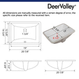 DeerValley DV-1U101 Ally Undermount Bathroom Sink Rectangular, 21'' x 15'' Vessel Sink Rectrangle Undermount Bathroom Sink White Ceramic Lavatory Vanity Vessel Sink with Overflow Deer Valley
