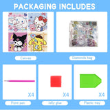 Diamond Art Kits for Kids Ages 8-12, 4 Pcs Cartoon Diamond Painting Mosaic Kits for Girls and Boys, Full Drill Crystal Art Kits for Home Wall Decor, 6" x 6" Anime Themed DIY Craft Gifts for Children Parkuetechno