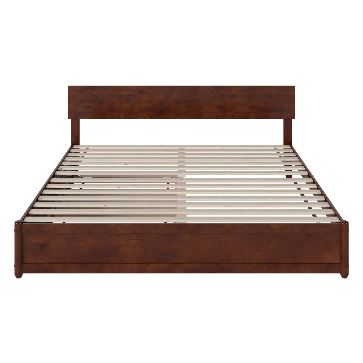 AFI, Wesley King Platform Bed with Panel Footboard & Twin XL Trundle, Walnut AFI