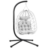 YITAHOME Hanging Egg Chair with Stand Swing Chair Wicker Indoor Outdoor Hammock Egg Chair with Cushions 330lbs for Patio, Bedroom, Garden and Balcony, Single, Light Gray YITAHOME