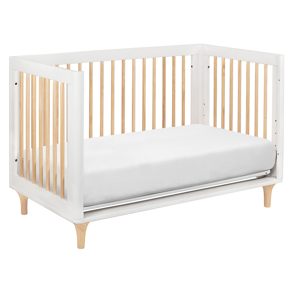 Babyletto Lolly 3-in-1 Convertible Crib with Toddler Bed Conversion Kit in White and Natural, Greenguard Gold Certified babyletto