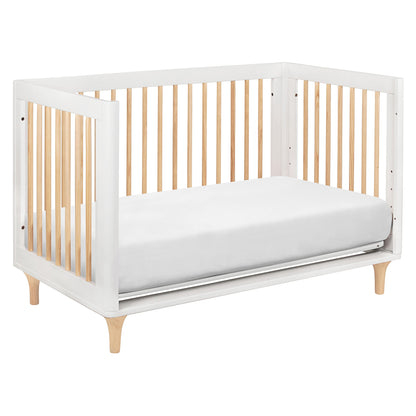 Babyletto Lolly 3-in-1 Convertible Crib with Toddler Bed Conversion Kit in White and Natural, Greenguard Gold Certified - WoodArtSupply