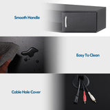 FITUEYES Floating TV Stand Wall Mounted TV Shelf with Door Wood Media Console Entertainment Center Under TV Floating Cabinet Desk Storage Hutch for Home and Office Black FITUEYES