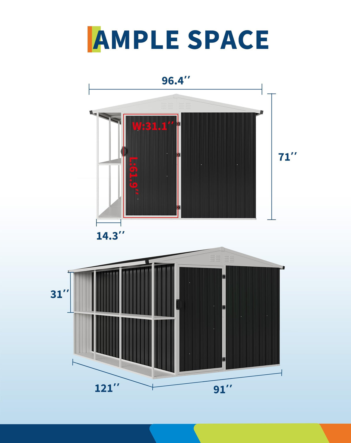 10 X 8 Metal Storage Shed with Rack, Large Outdoor Tool Utility Shed with Shelves, Garden Shed for Yard Outside Use Curtainboro