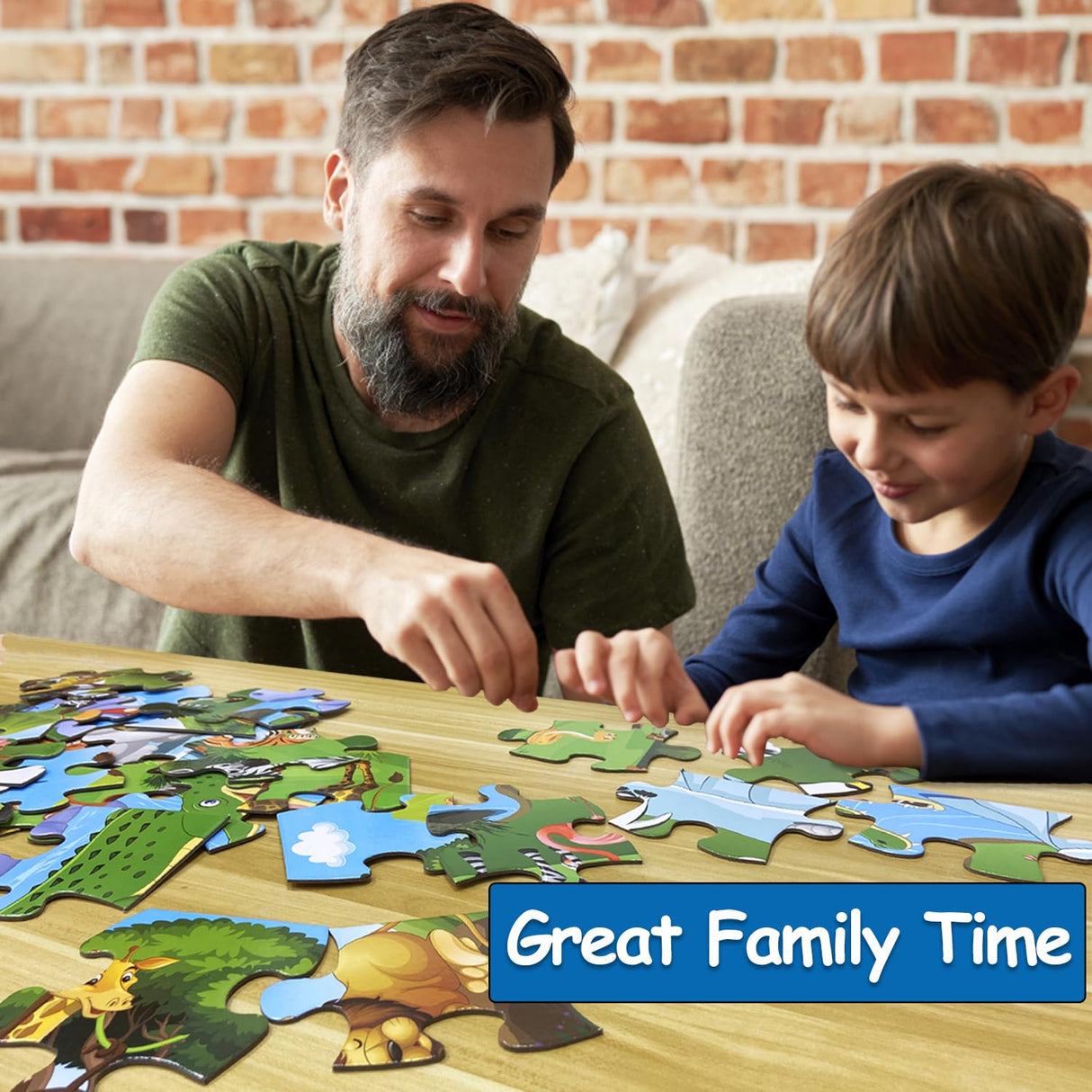 Jumbo Floor Puzzle for Kids, Large Jigsaw Puzzles 35 Piece for Kids Ages 3-5,Preschool Learning & Education Toys, Gifts for 4-8 Year Old Boys and Girls (Grassland Animal) paperstory