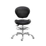 Grace&Grace Drafting Chair Adjustable Tall Shop Stool, Rolling Stool with Back Support for Studio, Classroom, Lab, Counter, Medical (Black) Grace&Grace