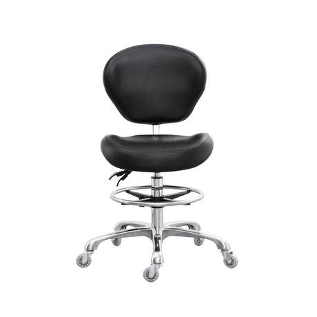 Grace&Grace Drafting Chair Adjustable Tall Shop Stool, Rolling Stool with Back Support for Studio, Classroom, Lab, Counter, Medical (Black) Grace&Grace