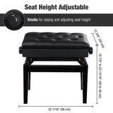 AW Adjustable Height Piano Bench Stool PU Leather Wooden Keyboard Seat with Music Storage Weight Capacity 400lbs Black AW