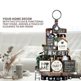 AONEHOME Adjustable 3 Tiered Tray Stand with 3 pcs Farmhouse Decor for Party AONEHOME