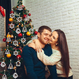 Ovootok Wooden Christmas Tree Ornaments, 27PCs 3D Hanging Christmas Decorations, Rustic Farmhouse & Winter Wonderland Ornaments for Christmas Tree Xmas Party, Santa Claus Snowman Snowflake (White) Ovootok