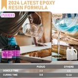Puduo Epoxy Resin Kit 1.1Gallon，Newly Formulated Crystal Clear Epoxy Resin，Strong, Bubble-Free, Anti-Yellowing Art Resin That，Suitable for Casting, DIY, Resin Art, Molds, Easy to Mix 1:1 Ratio Puduo
