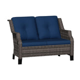 Audumas Outdoor Patio Loveseat, All-Weather 2-Seater Wicker Loveseat with Cushions, Outdoor Patio Love Seat Sofa for Garden, Balcony and Deck Audumas