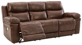 Signature Design by Ashley Edmar Leather Power Reclining Sofa with Adjustable Headrest, Brown Signature Design by Ashley