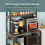 Denkee 39.4 Inch Wide Rustic Brown 5-Tier Bakers Rack with Power Outlets and Storage Solutions Denkee