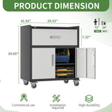OPTYMIRA Metal Mobile Tool Storage Cabinet with Wheels,Heavy Duty Rolling Tool Cabinets for Garage,Metal Storage Cabinets with 2 Locking Doors and 1 Drawer,Assembly Required OPTYMIRA