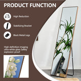 WIIS' IDEA 59"x16"Full Length Mirror,Durable Solid Wood Frame,Explosion-Proof Film,High-Definition Full Body Mirror,Standing/Leaning/Hanging Long Mirror for Bedroom,Bathroom,Living Room(Brown) WIIS' IDEA