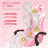 Soontrans Pink Gaming Chair with Footrest,Lovely Bunny Computer Gamer Chair,Gamer Desk Chair for Granddaughter,Sister,Girlfriend,Wife and Love (Pink) Soontrans