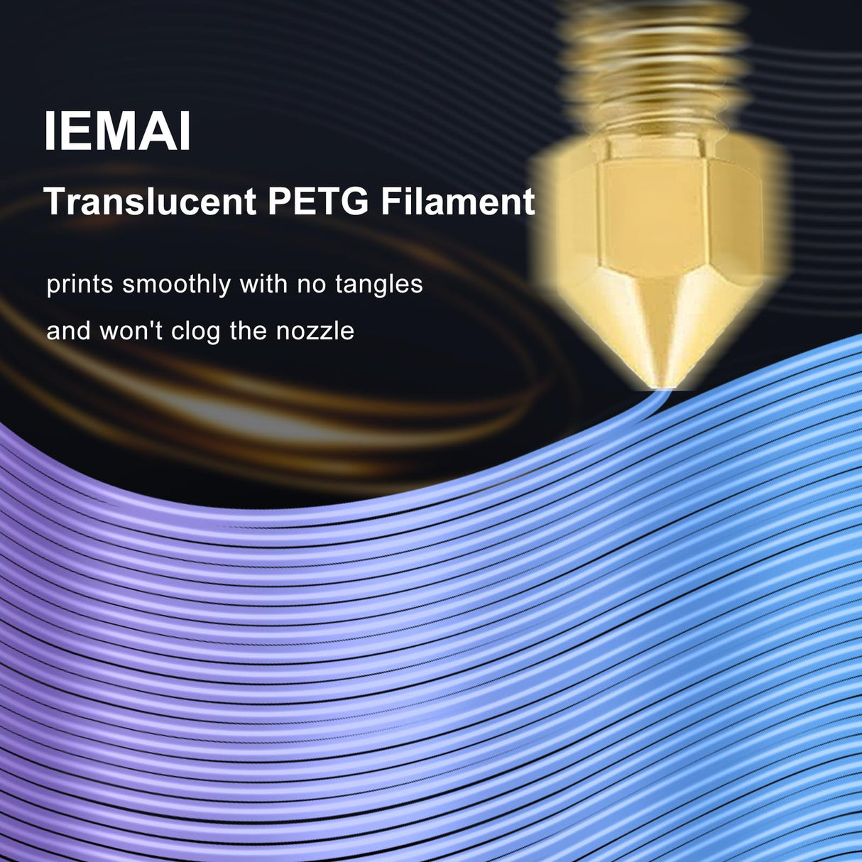 IEMAI PETG Filament 1.75mm, High-Speed 3D Printer Filament for 30-600mm/s Fast Printing, Color Change Blue to Purple Gradient Filament, Translucent PETG Filament 1kg(2.2lbs) Spool IEMAI
