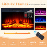 AMERLIFE 63" Farmhouse TV Stand with 26" Fireplace, for TVs up to 73", Media Entertainment Center with Adjustable Shelf & Barn Doors, Rustic TV Console Cabinet for Living Room, Dark Walnut & Wood AMERLIFE