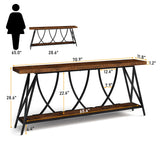 JUSTOGO 70.9" Narrow Console Table for Entryway, Industrial Long Sofa Table Behind Couch, Farmhouse Hallway Table with Storage for Living Room, Entrance, Foyer, Rustic Brown JUSTOGO