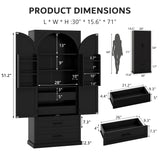 iPormis 71" Tall Kitchen Pantry Storage Cabinet w/Adjustable Shelf, Large Drawers & Door Shelves, Freestanding Kitchen Cupboard for Dining Room/Living Room, Black iPormis