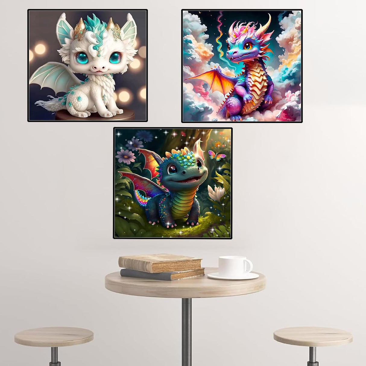 VeGuude RYMILIE Diamond Painting Kits for Adults - 6 Pack Little Dragon DIY 5D Diamond Art Kits Full Drill Diamond Dots Paintings with Diamonds Gem Art and Crafts Home Decor 12x12inch VeGuude