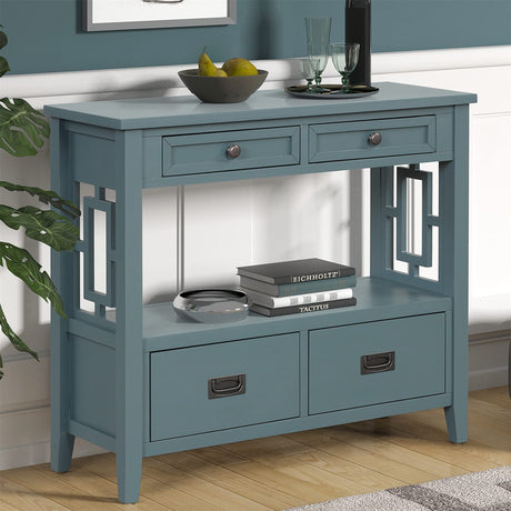 YWUFUART 36 "Farmhouse Narrow Long Solid Wood Console Entry Table for Living Room Bedroom Hallway Kitchen (Blue) YWUFUART