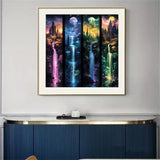 Moon With Castle Waterfall Diamond Painting Kits for Adults,5D Full Drill Mosaic Diamond Art Kits for Beginner, DIY Diamond Dots Paintings With Arts Craft For Adults Home Decor 13.8×13.8Inch SHICERNHJ