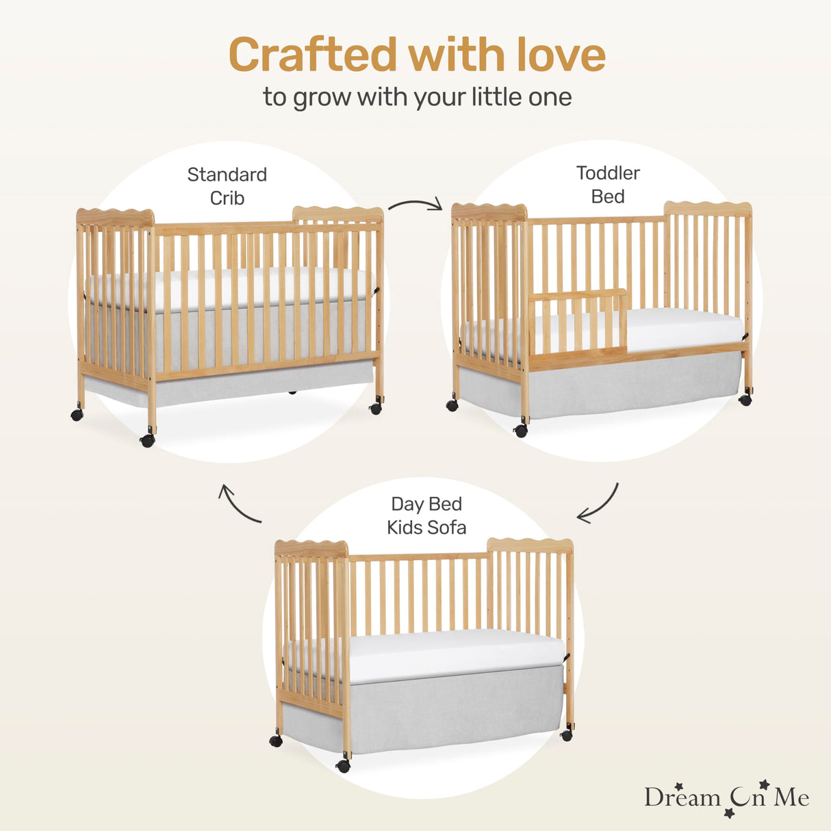 Dream On Me Carson Classic 3-in-1 Convertible Crib in Natural Dream On Me