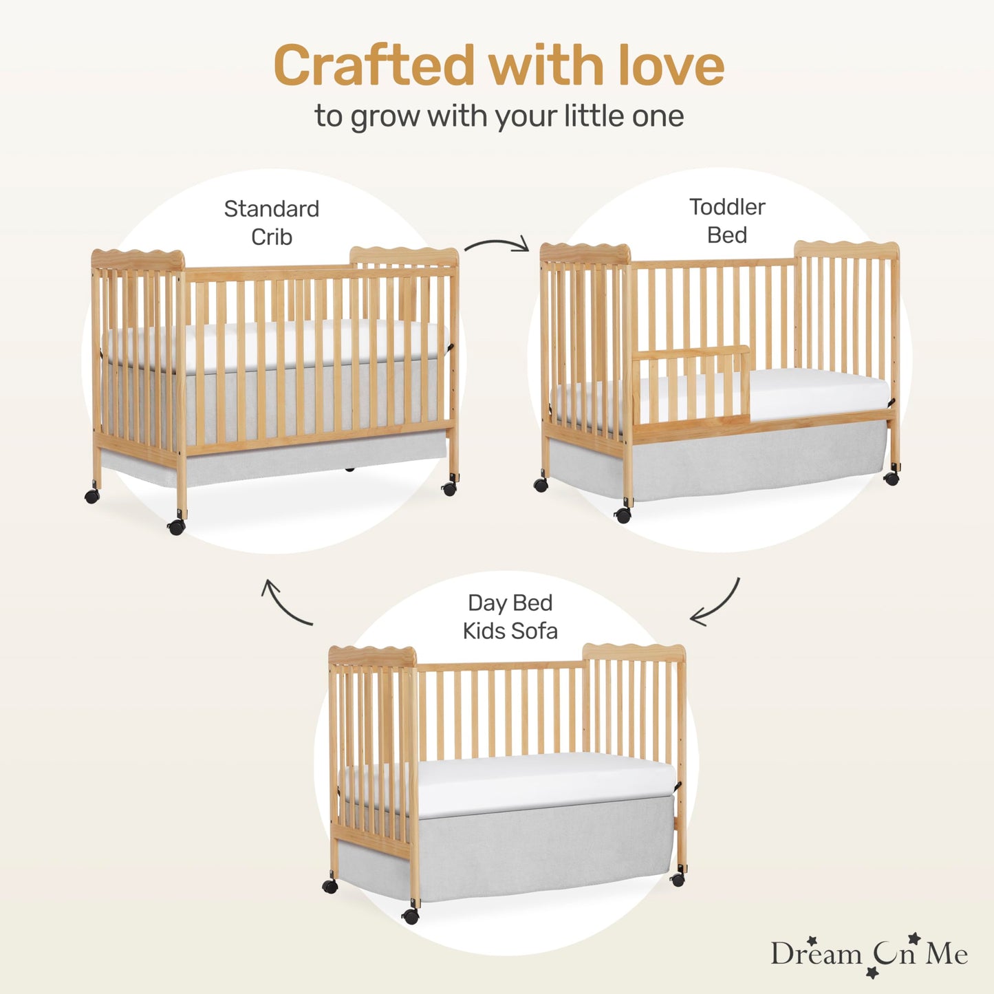 Dream On Me Carson Classic 3-in-1 Convertible Crib in Natural