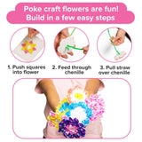DIY Poke in Art Fabric Flower Craft - Makes 6 Flower Bouquet & Box with Paint, EVA Foam Craft Pieces, & More - Complete Kit for Kids 7-12 Years Old - Fabric Art for Kids - Poke Crafts for Girls Little Jupiter