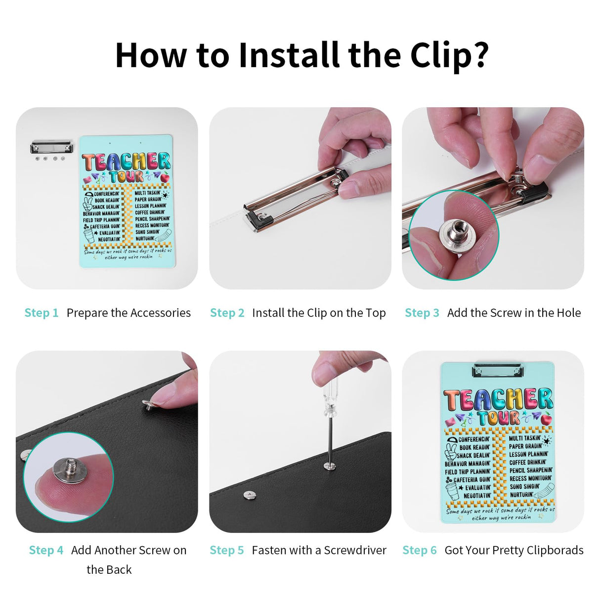 PYD Life 8 Pack Sublimation Clipboards Blanks White PU Leather Front A4 Letter Size 8.6" x 12.2",Office Supplies Clipboards for Teacher Classroom Nursing Organize,Carry and Store PYD Life