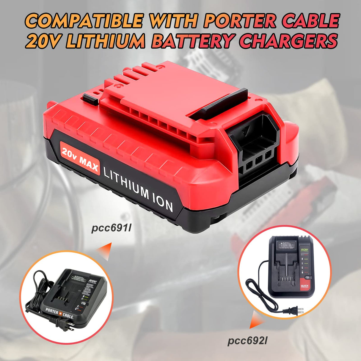 Fhybat 2 Packs 3.0Ah 20 Volt PCC680LP PCC682L Battery Compatible with Porter Cable 20V Battery Lithium PCC680L PCC681L PCC685L PCC685LP Fhybat