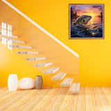 Bimkole 5D Diamond Painting Kits for Adults Sunset Fish, Full Drill River DIY Rhinestone Embroidery Set Paint with Diamonds Art by Number Kits Cross Stitch Home Wall Craft Decoration 12X12 inch Bimkole