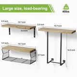 HAMITOR Floating Shelves Wall Mounted Over Toilet: Bathroom Shelf with Towel Rack Paper Holder Storage - Rustic Wood Farmhouse Shelves for Wall Decor/Bathroom HAMITOR