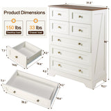 spanspace 7 Drawers Tall Dressers for Bedroom, 44" Wood Chest of Drawers with Metal Handle, Farmhouse Dresser for Living Room, Hallway spanspace