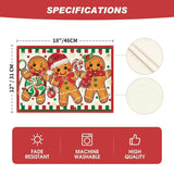 Artoid Mode Gingerbread Candy Cane Christmas Placemats Set of 4, 12x18 Inch Seasonal Table Mats for Party Kitchen Dining Decoration Artoid Mode