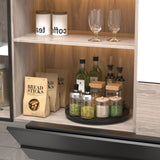 13" Oak Wood Lazy Susan Organizer, Lazy Susan for Cabinet Dining Table Pantry Wood Turntable Organizer Tray for Coffee Table Kitchen Countertop Salt Pepper Spice Organization and Storage Round Black Oroyutor