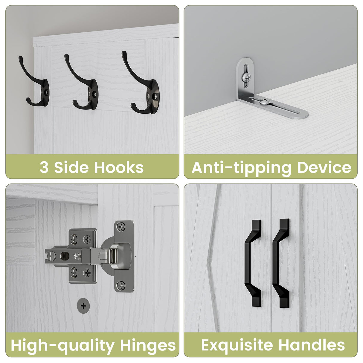 ANCTOR Armoire Wardrobe Closet with Mirror, 70.9" H × 36.2" W, Bedroom Armoires with 4 Doors, 3 Drawers and Shelves, Large Clothing Storage Cabinet for Hanging Clothes, White ANCTOR