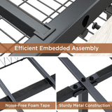 LUXOAK 48.8" H Queen Size Bed Frame with 4 Storage Drawers, Farmhouse Platform Bed with Barn Door Headboard, Rustic Wood Grain, No Box Spring Needed, Rustic White LUXOAK