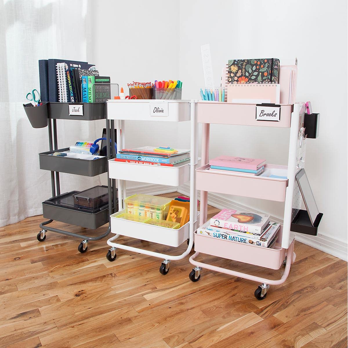 HOLKIE Caster Wheels 3 inch with No Brake Stem Casters, 3/8" -16 x 1-1/2" (Stem Diameter 3/8", Stem Length 1-1/2") Threaded Swivel Casters Set of 4 Heavy Duty Castors Black HOLKIE