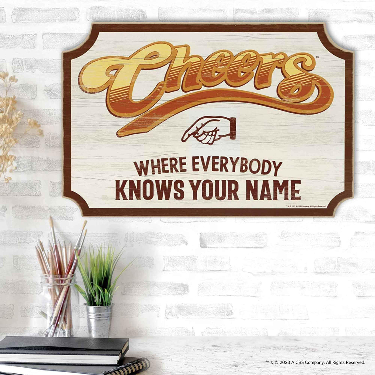 Cheers Where Everybody Knows Your Name Wood Wall Decor - Fun Cheers Sign for Home Decorating Open Road Brands