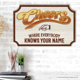 Cheers Where Everybody Knows Your Name Wood Wall Decor - Fun Cheers Sign for Home Decorating Open Road Brands