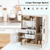 HONEY JOY Kids Kitchen Playset, Wooden Pretend Play Kitchen for Toddlers, Cookware Utensil, Phone, Clock, Water Dispenser, Storage Cabinet, Little Chef Toy Kitchen Set, Gift for Boys Girls 3+, Natural HONEY JOY