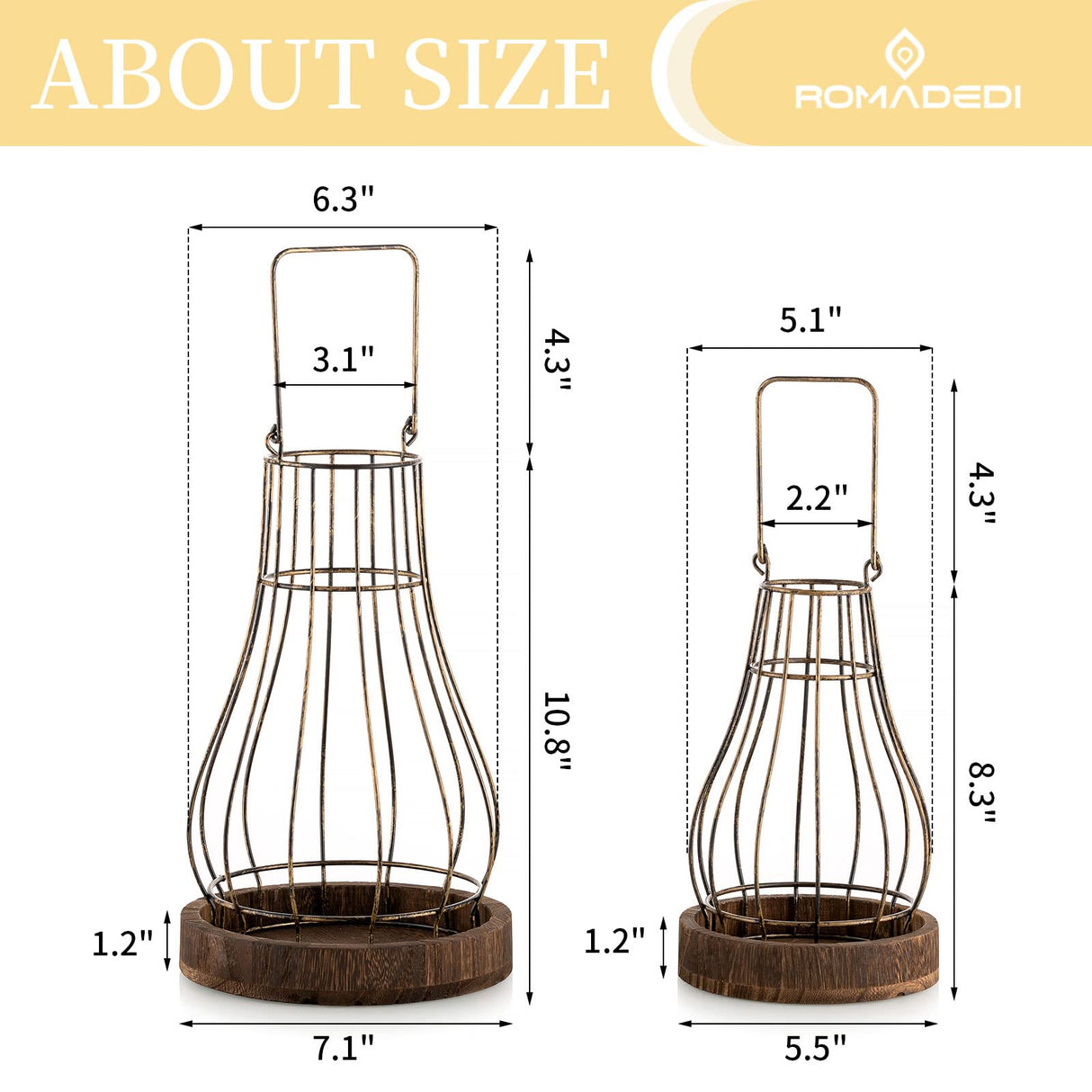 Romadedi Lantern Farmhouse Home Decor - Rustic Candle Holders Decorative Lanterns for Candle Living Room Kitchen Dining Coffee Table Fireplace Mantle Outdoor Romadedi
